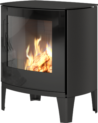 q-tee 2 c svart gasspeis med høye bein og glassdør