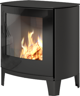 Q-tee 2 c svart gasspeis med lave bein og glassdør