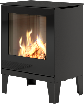 Q-tee 2 svart gasspeis med høye bein og glassdør