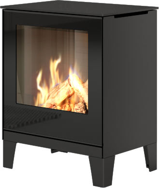 Q-tee 2 svart gasspeis med lave bein og glassdør