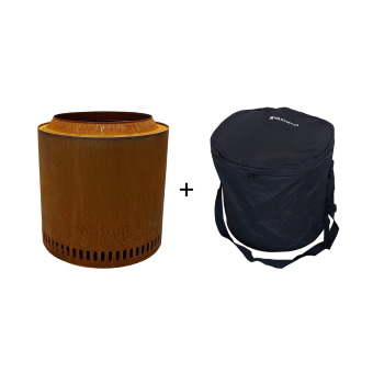 Hemsedal rentbrennende bålpanne i cortenstål inkludert trekk