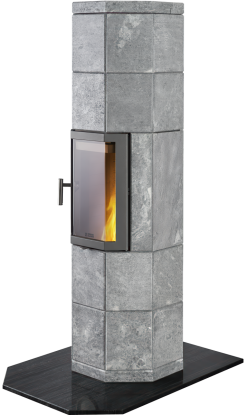 Octo+ 160 grå klebersteinsovn med støpejernsdør