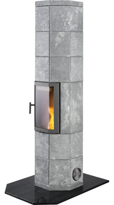 Octo+ 185 grå klebersteinsovn med støpejernsdør