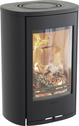 810W Style svart vegghengt vedovn med støpejernsdør