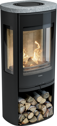 956 Style vedovn med sideglass og klebersteinstopp