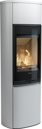 990G Style hvit vedovn med glassdør