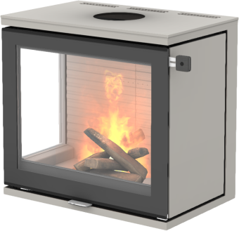 600 Art nikkel vedovn med glass på venstre hjørne og glassdør