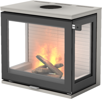 600 Art nikkel vedovn med sideglass og glassdør