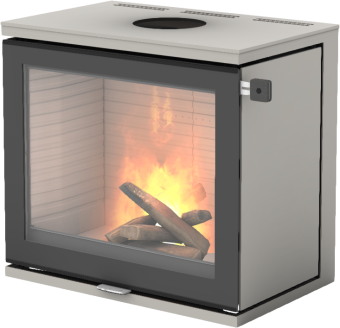 600 Art nikkel vedovn med glassdør