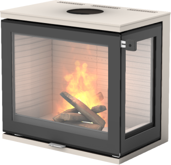 600 Art sand vedovn med glass på høyre hjørne og glassdør