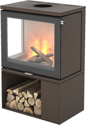 600 Art mocca vedovn med sokkel og glass på venstre hjørne - glassdør