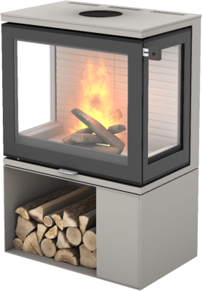 600 Art nikkel vedovn med sokkel og sideglass - glassdør