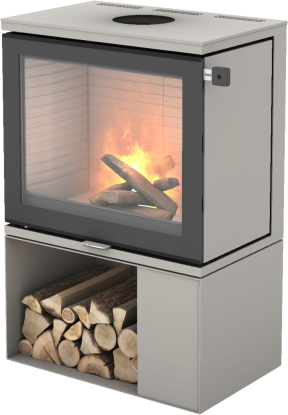 600 Art nikkel vedovn med sokkel og glassdør