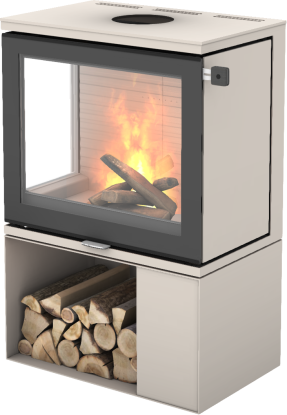 600 Art sand vedovn med sokkel og glass på venstre hjørne - glassdør