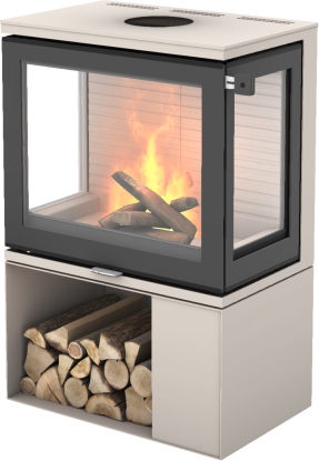 600 Art sand vedovn med sokkel og sideglass - glassdør