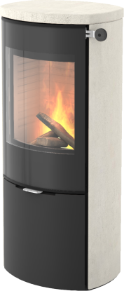 Caro PST svart vedovn med glassdør