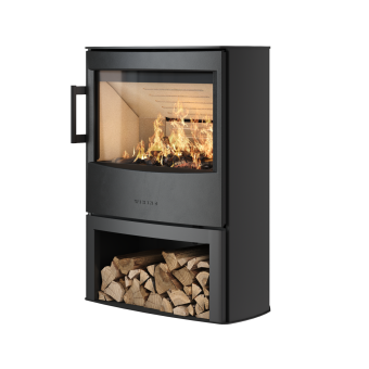 Maxi 4 grå vedovn med vedrom og ståldør